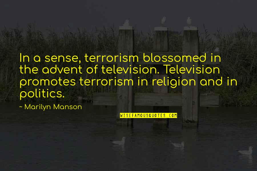 Politics And Religion Quotes By Marilyn Manson: In a sense, terrorism blossomed in the advent