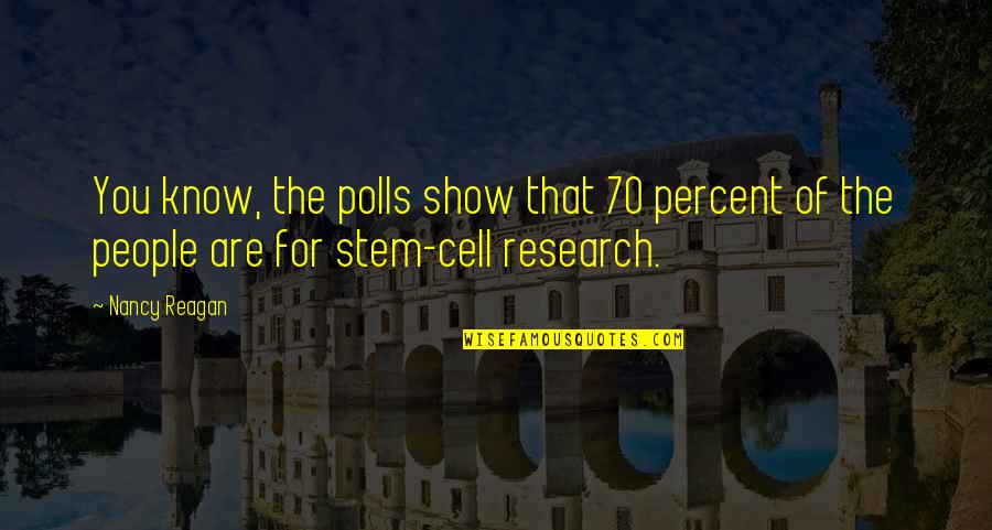 Polls Quotes By Nancy Reagan: You know, the polls show that 70 percent