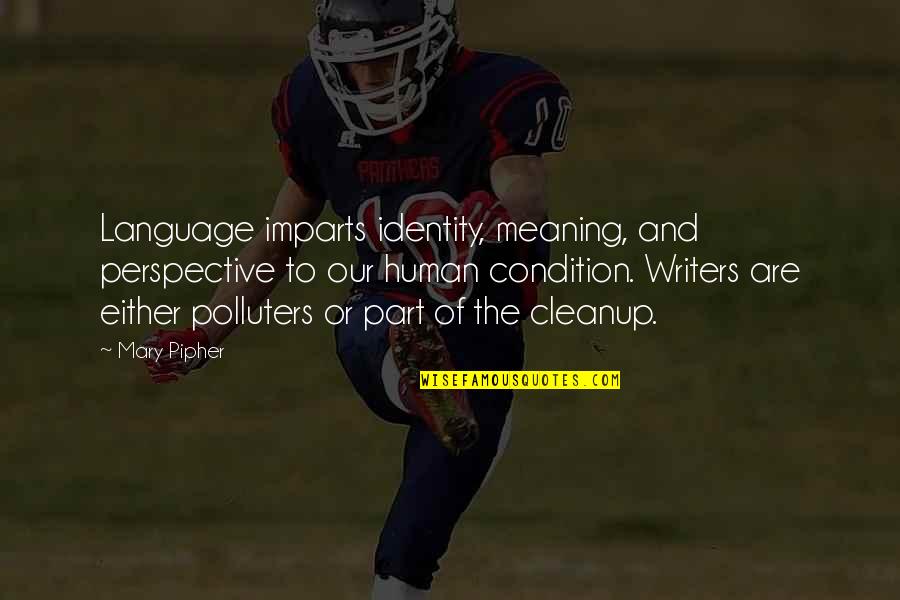 Polluters Quotes By Mary Pipher: Language imparts identity, meaning, and perspective to our Polluters Quotes By Mary Pipher: Language imparts identity, meaning, and perspective to our