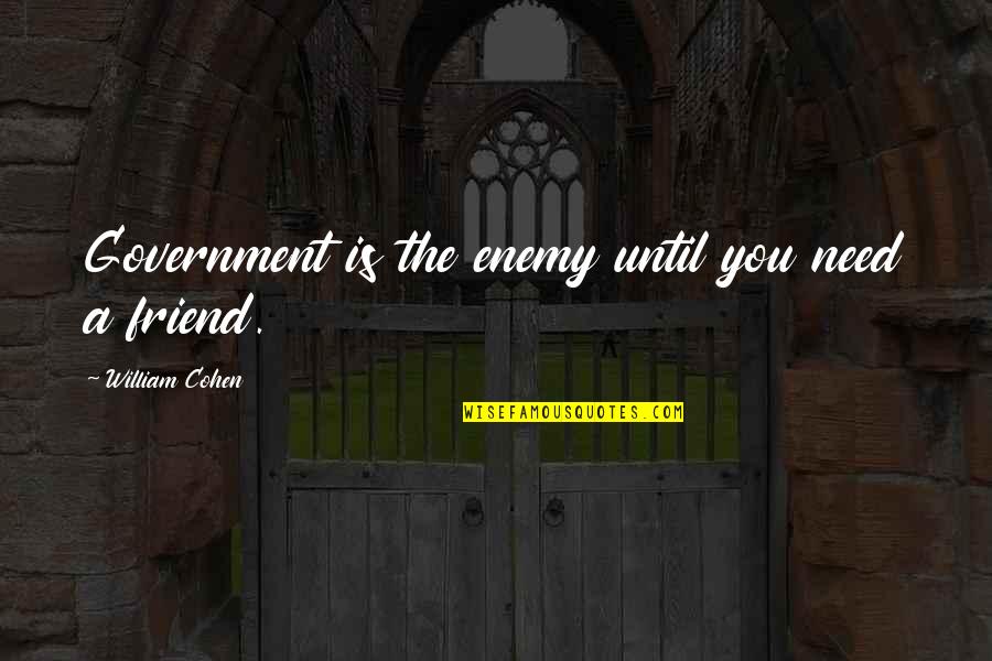 Pollyannish Quotes By William Cohen: Government is the enemy until you need a