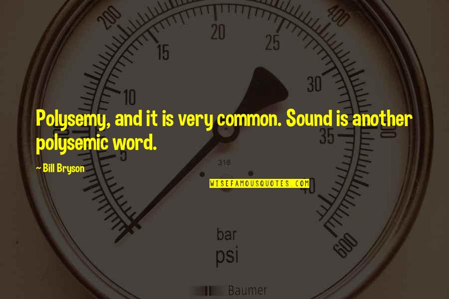 Polysemy Quotes By Bill Bryson: Polysemy, and it is very common. Sound is