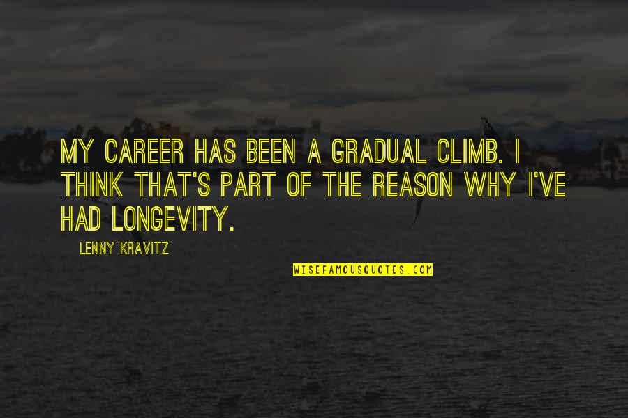 Polythene Quotes By Lenny Kravitz: My career has been a gradual climb. I
