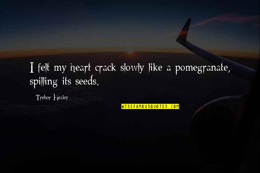Pomegranate Seeds Quotes By Trebor Healey: I felt my heart crack slowly like a