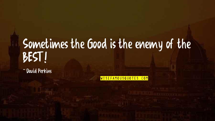 Pomodori Verdi Fritti Quotes By David Perkins: Sometimes the Good is the enemy of the