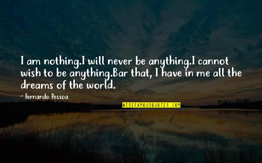 Pomponio Construction Quotes By Fernando Pessoa: I am nothing.I will never be anything.I cannot Pomponio Construction Quotes By Fernando Pessoa: I am nothing.I will never be anything.I cannot