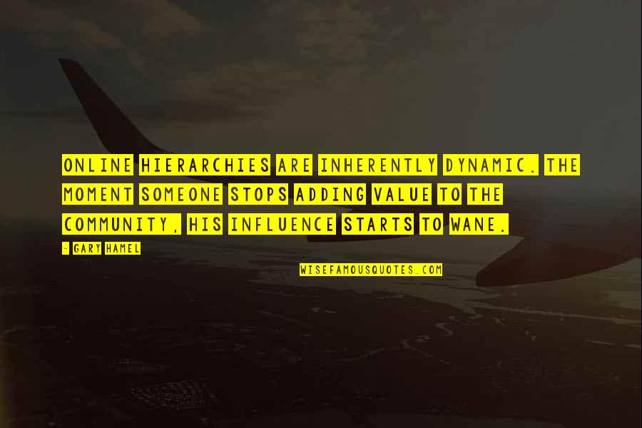 Pomponio Trucking Quotes By Gary Hamel: Online hierarchies are inherently dynamic. The moment someone