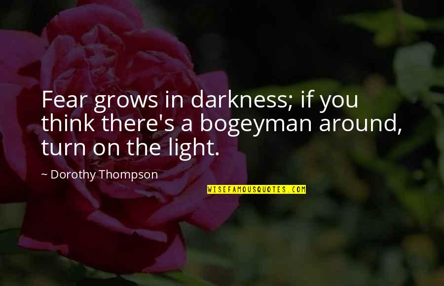 Pomptine Marshes Quotes By Dorothy Thompson: Fear grows in darkness; if you think there's