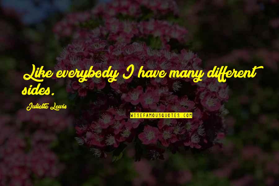 Pomulus Quotes By Juliette Lewis: Like everybody I have many different sides. Pomulus Quotes By Juliette Lewis: Like everybody I have many different sides.