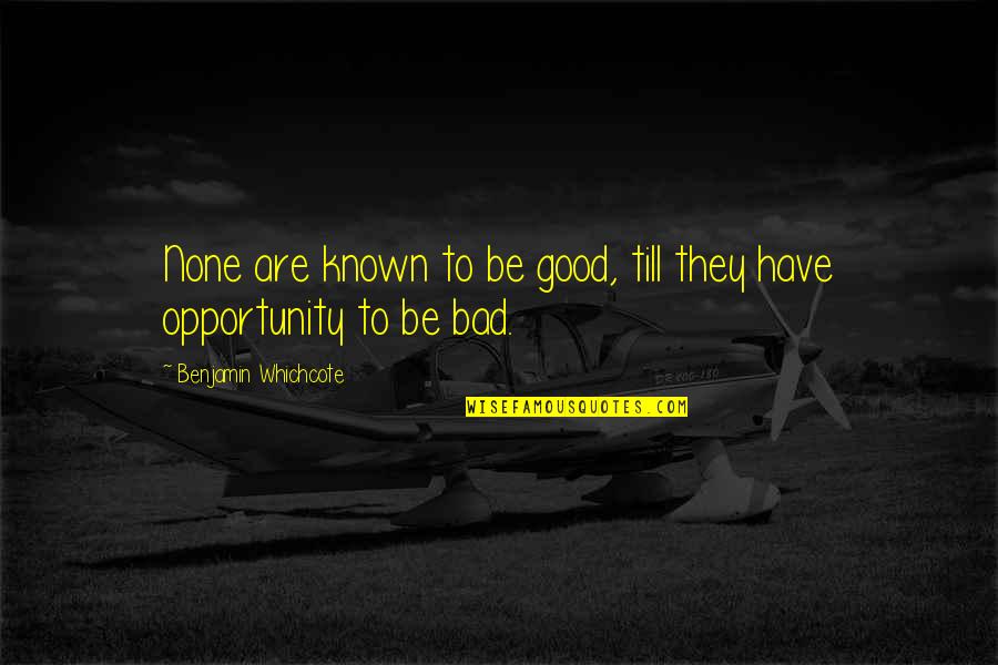 Ponderado Udenar Quotes By Benjamin Whichcote: None are known to be good, till they