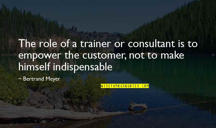 Pontelliere's Quotes By Bertrand Meyer: The role of a trainer or consultant is