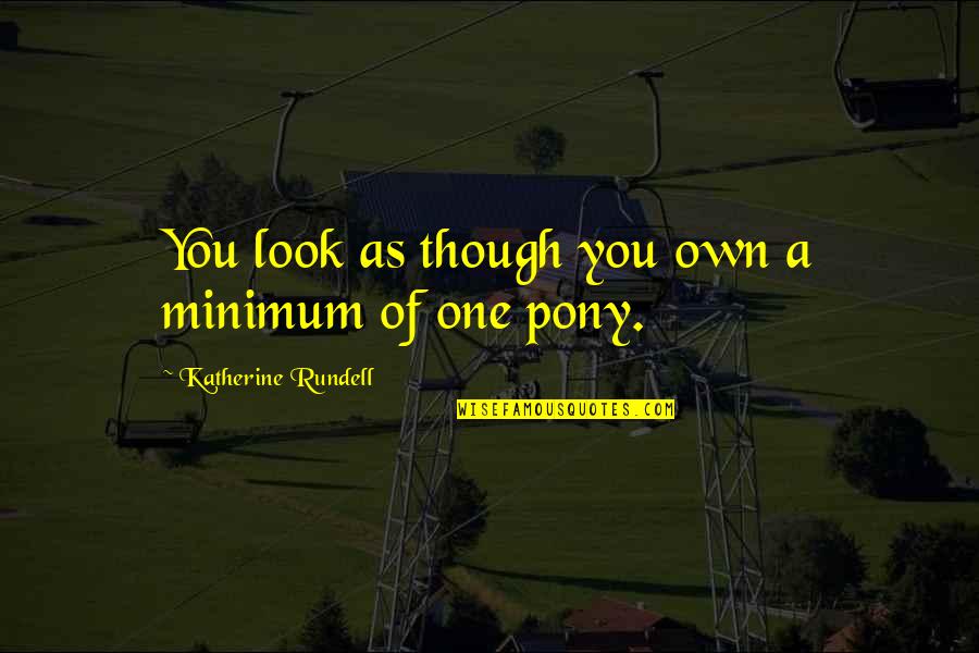 Pony.mov Quotes By Katherine Rundell: You look as though you own a minimum