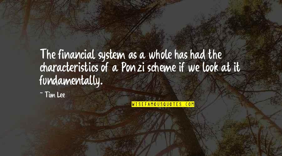 Ponzi Scheme Quotes By Tim Lee: The financial system as a whole has had