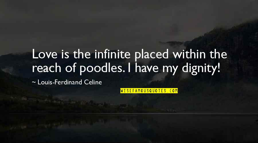 Poodles Quotes By Louis-Ferdinand Celine: Love is the infinite placed within the reach