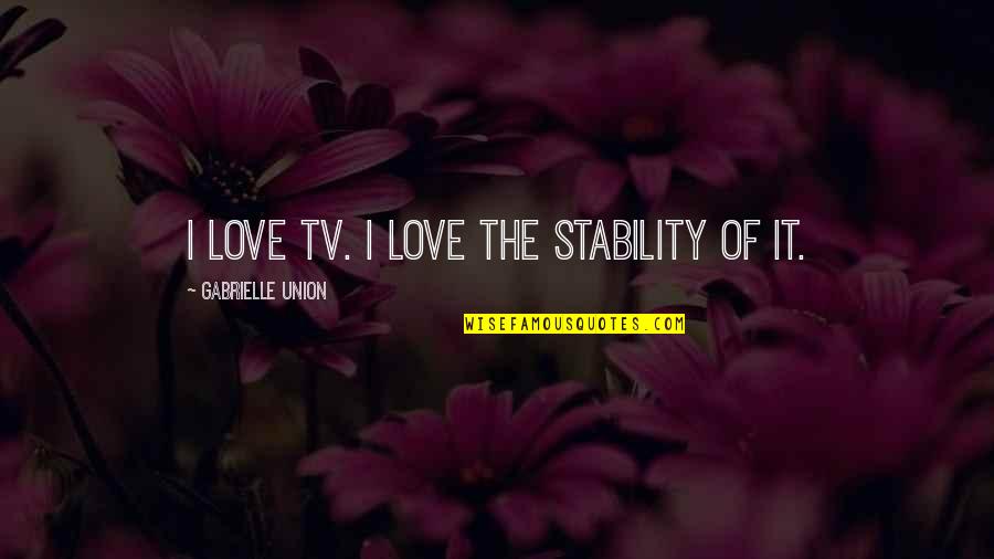 Poofing The Pillows Quotes By Gabrielle Union: I love TV. I love the stability of