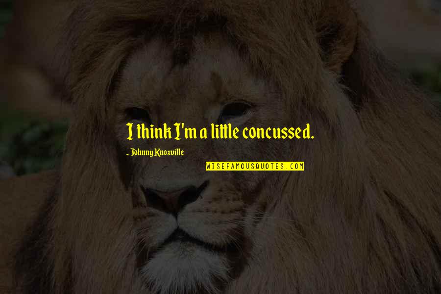 Pookey Man Quotes By Johnny Knoxville: I think I'm a little concussed. Pookey Man Quotes By Johnny Knoxville: I think I'm a little concussed.