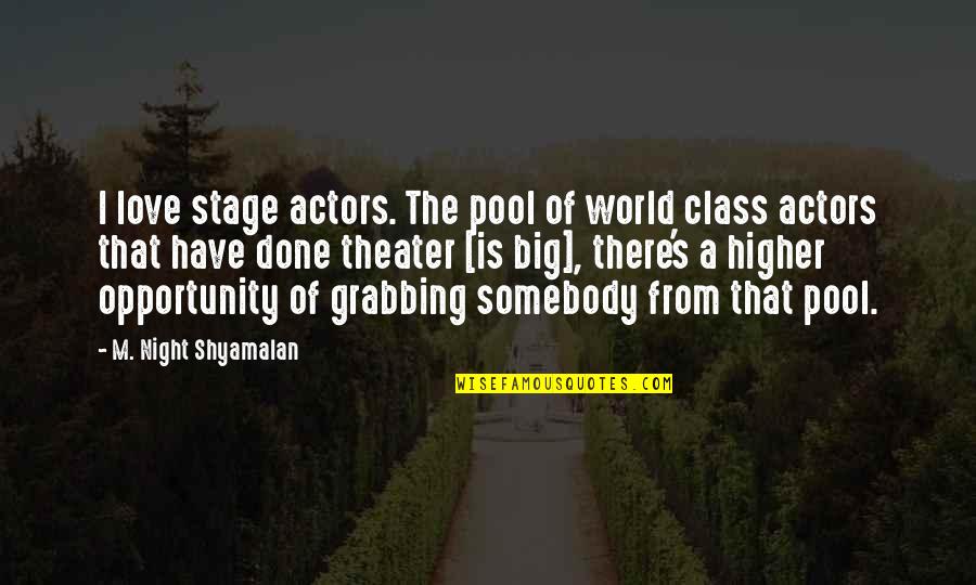 Pool Quotes By M. Night Shyamalan: I love stage actors. The pool of world