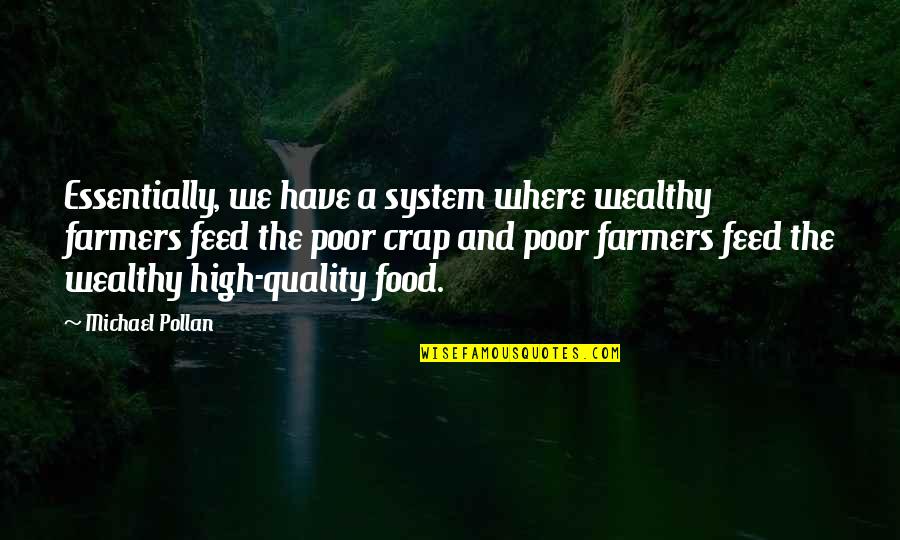 Poor And Wealthy Quotes By Michael Pollan: Essentially, we have a system where wealthy farmers