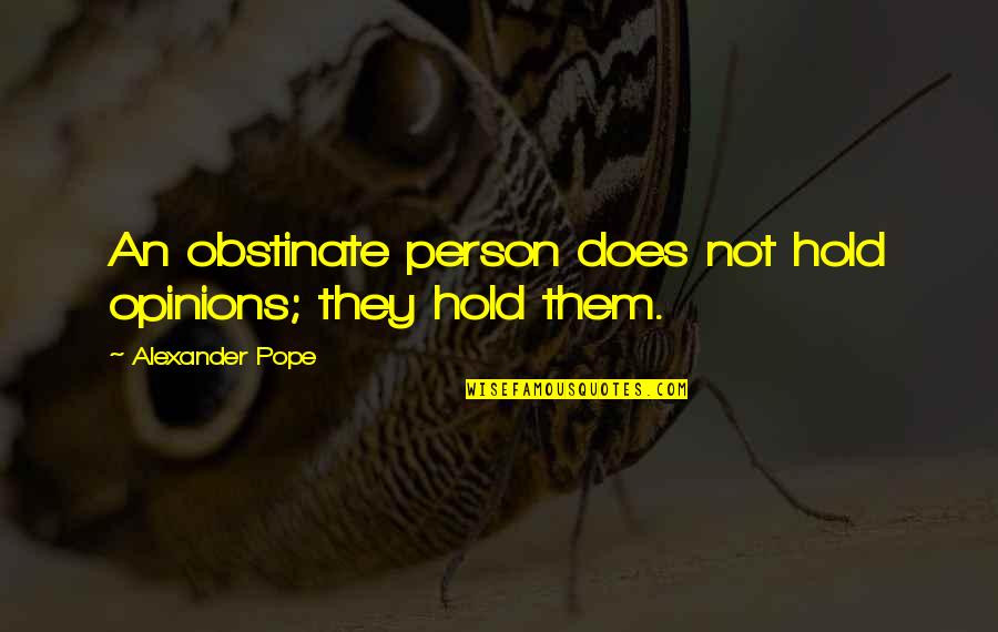 Pope Alexander Quotes By Alexander Pope: An obstinate person does not hold opinions; they