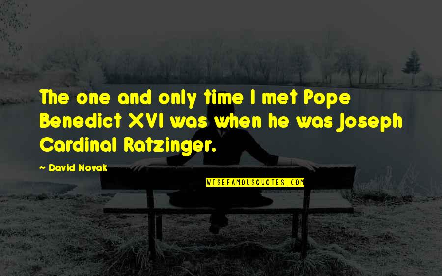 Pope Benedict Quotes By David Novak: The one and only time I met Pope