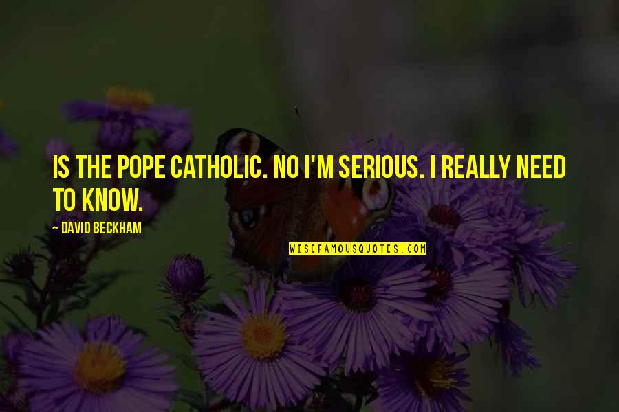 Pope Catholic Quotes By David Beckham: Is the Pope Catholic. No I'm serious. I
