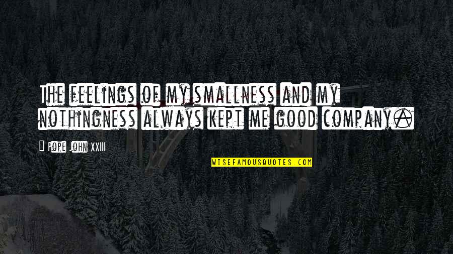 Pope John Xxiii Quotes By Pope John XXIII: The feelings of my smallness and my nothingness