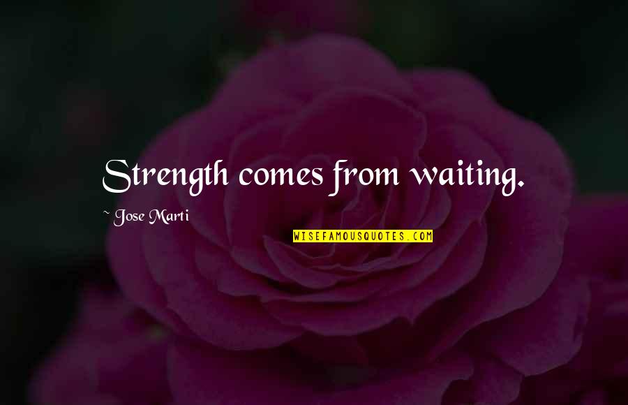 Popieluszko Wikipedia Quotes By Jose Marti: Strength comes from waiting.