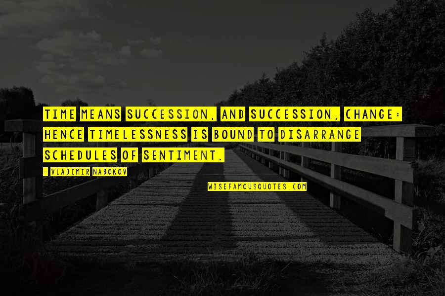 Poppel Toy Quotes By Vladimir Nabokov: Time means succession, and succession, change: Hence timelessness Poppel Toy Quotes By Vladimir Nabokov: Time means succession, and succession, change: Hence timelessness