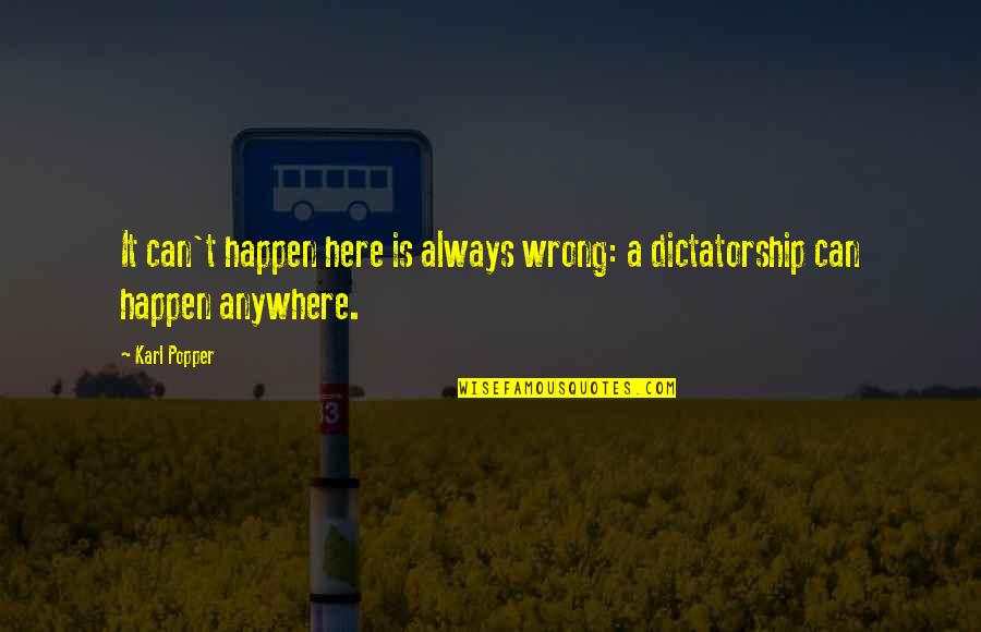 Popper Karl Quotes By Karl Popper: It can't happen here is always wrong: a