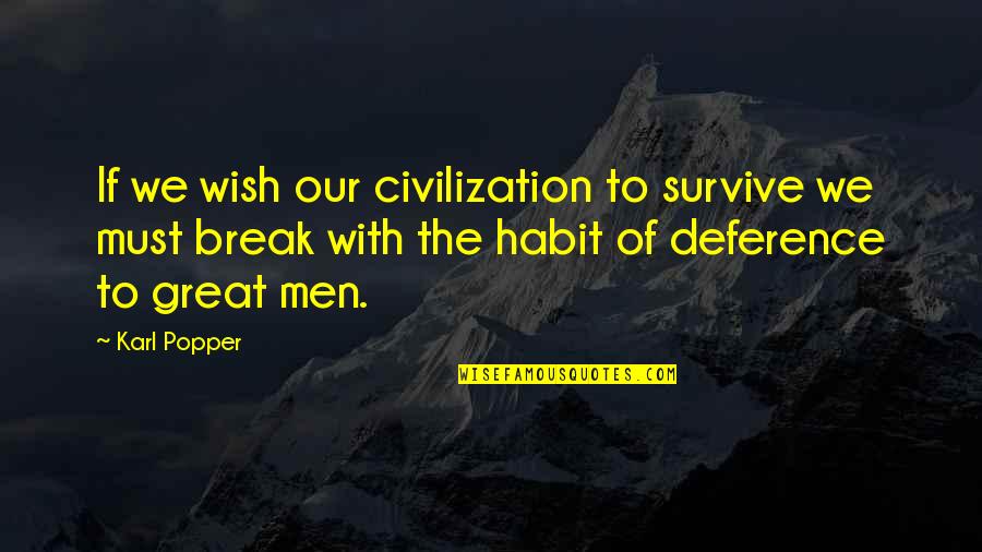 Popper Karl Quotes By Karl Popper: If we wish our civilization to survive we