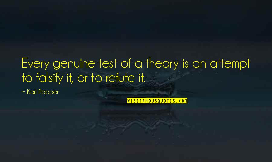 Popper Karl Quotes By Karl Popper: Every genuine test of a theory is an