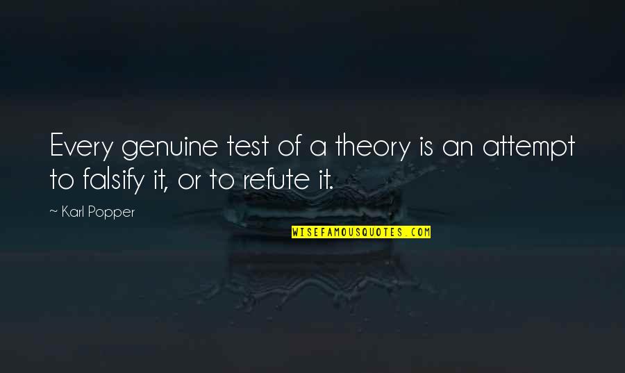 Popper's Quotes By Karl Popper: Every genuine test of a theory is an