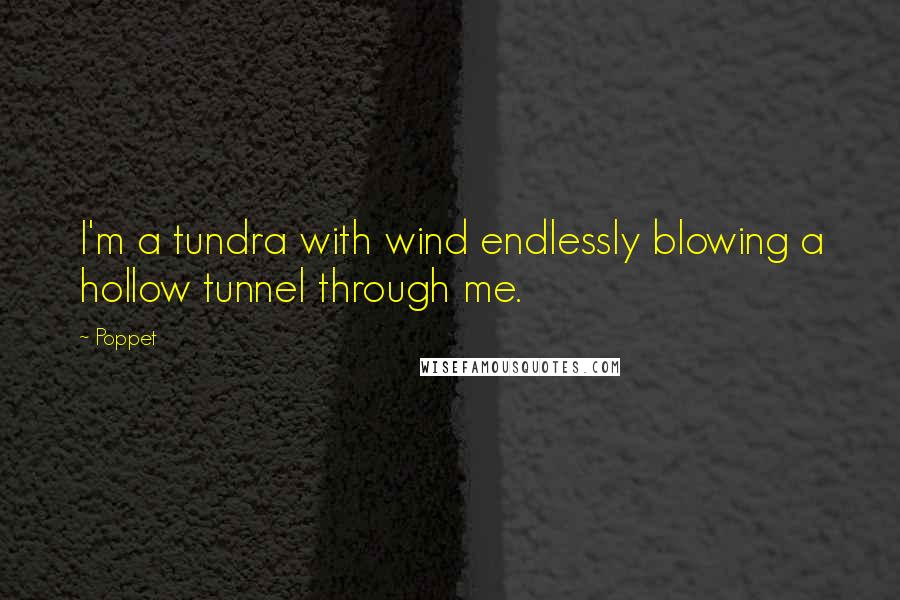 Poppet quotes: I'm a tundra with wind endlessly blowing a hollow tunnel through me.