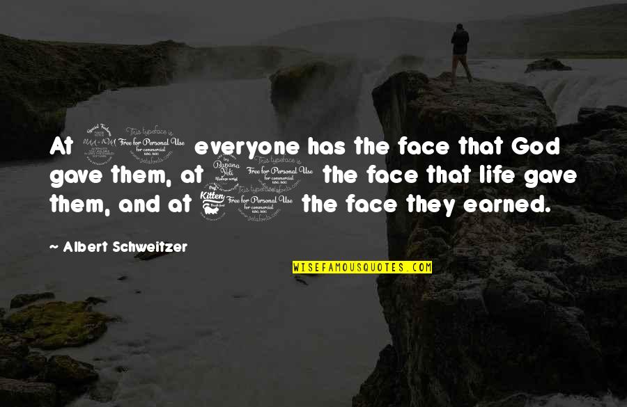Populacho Sinonimos Quotes By Albert Schweitzer: At 20 everyone has the face that God Populacho Sinonimos Quotes By Albert Schweitzer: At 20 everyone has the face that God