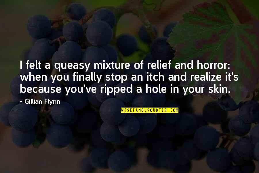 Popular Nacho Libre Quotes By Gillian Flynn: I felt a queasy mixture of relief and Popular Nacho Libre Quotes By Gillian Flynn: I felt a queasy mixture of relief and