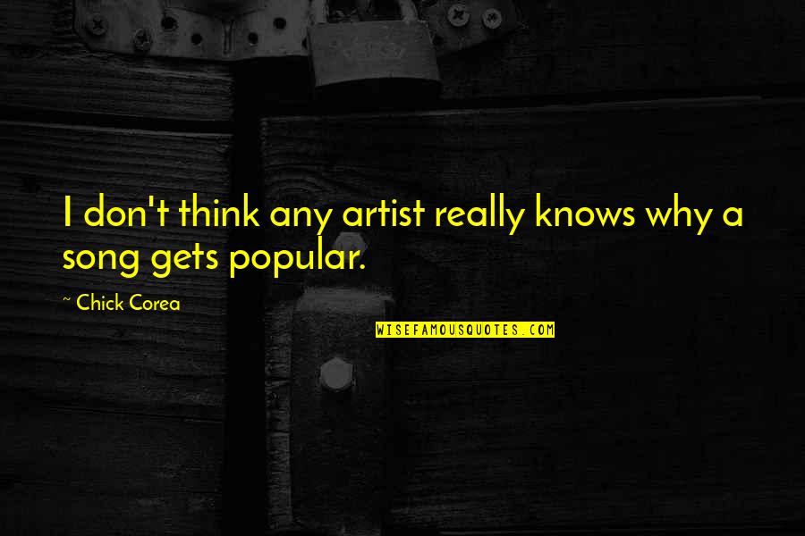 Popular Song Quotes By Chick Corea: I don't think any artist really knows why