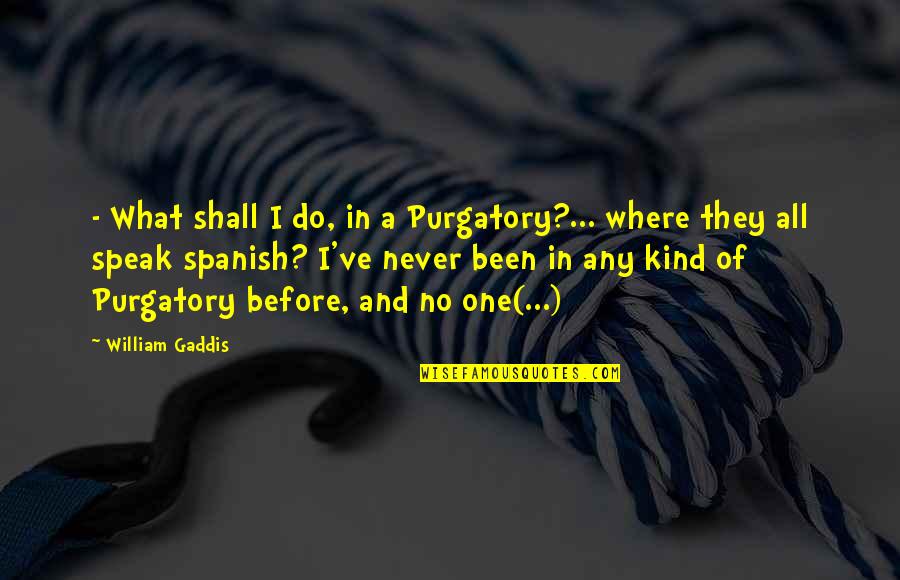 Porciones De Alimentos Quotes By William Gaddis: - What shall I do, in a Purgatory?...