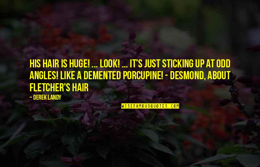 Porcupine Quotes By Derek Landy: His hair is huge! ... Look! ... It's
