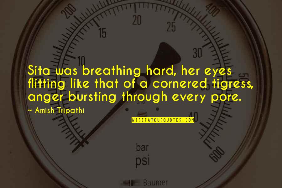 Pore Quotes By Amish Tripathi: Sita was breathing hard, her eyes flitting like Pore Quotes By Amish Tripathi: Sita was breathing hard, her eyes flitting like