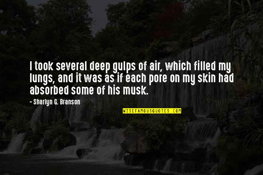 Pore Quotes By Sharlyn G. Branson: I took several deep gulps of air, which Pore Quotes By Sharlyn G. Branson: I took several deep gulps of air, which