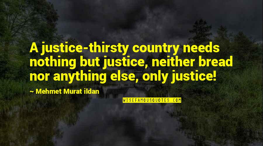 Poreikiu Quotes By Mehmet Murat Ildan: A justice-thirsty country needs nothing but justice, neither