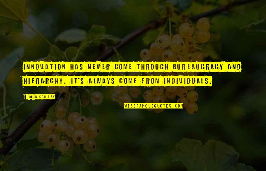 Pork Bun Quotes By John Sculley: Innovation has never come through bureaucracy and hierarchy. Pork Bun Quotes By John Sculley: Innovation has never come through bureaucracy and hierarchy.