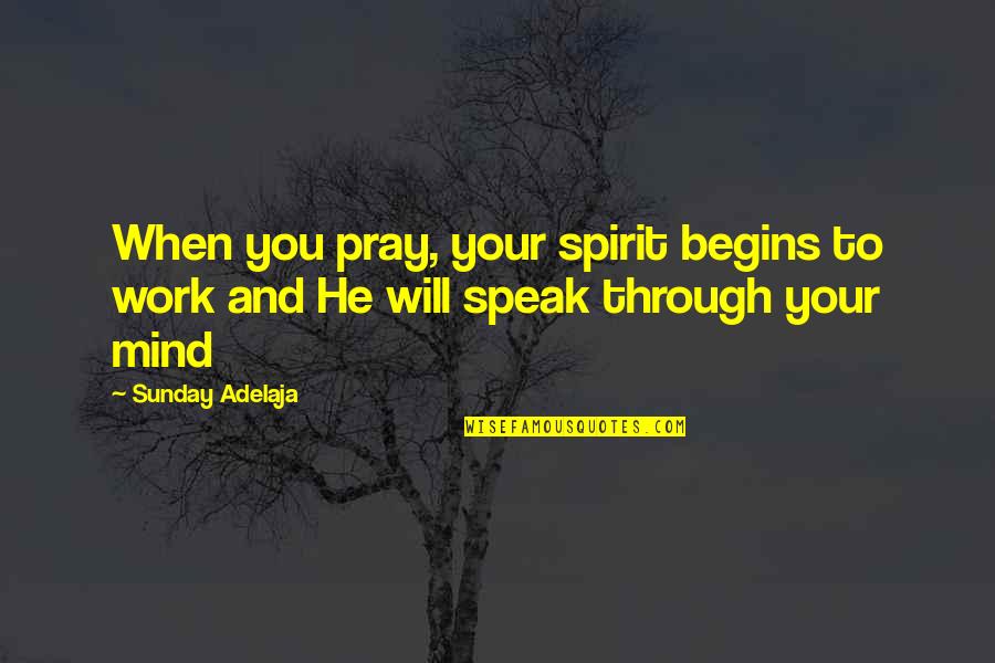 Portandome Quotes By Sunday Adelaja: When you pray, your spirit begins to work
