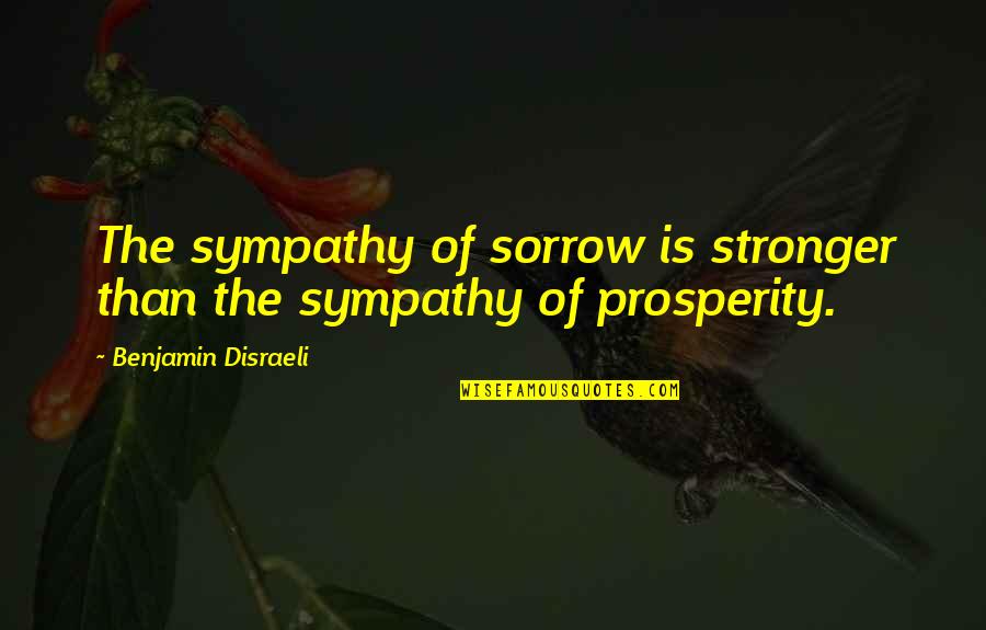Portect Quotes By Benjamin Disraeli: The sympathy of sorrow is stronger than the