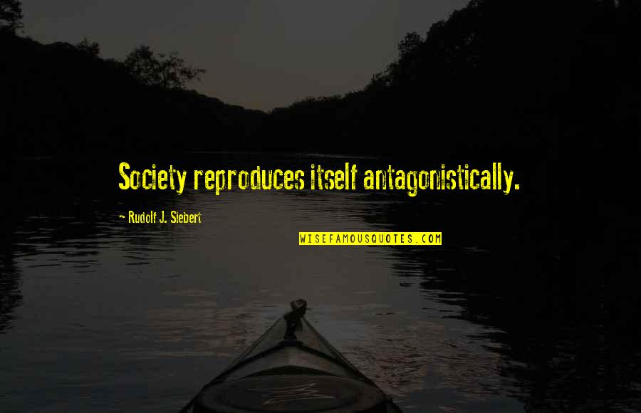 Porthole Quotes By Rudolf J. Siebert: Society reproduces itself antagonistically.