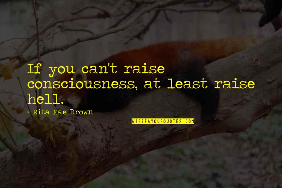 Portlanders Quotes By Rita Mae Brown: If you can't raise consciousness, at least raise