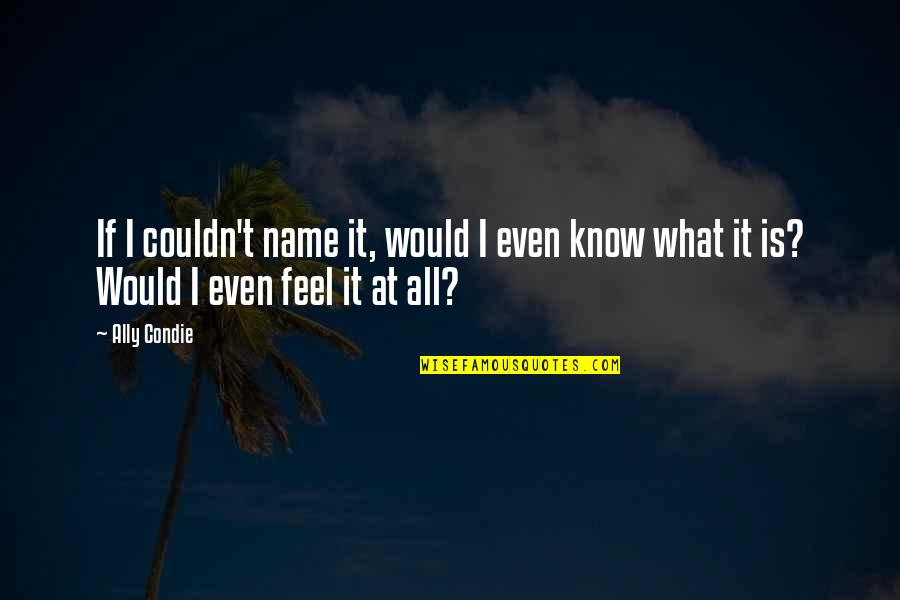 Posheventproductions Quotes By Ally Condie: If I couldn't name it, would I even