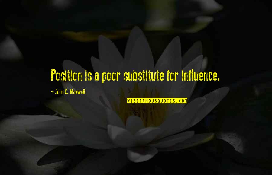 Position Influence Quotes By John C. Maxwell: Position is a poor substitute for influence.
