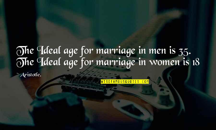 Positive Affirmation Quotes By Aristotle.: The Ideal age for marriage in men is