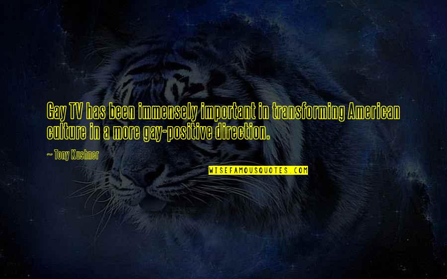 Positive Direction Quotes By Tony Kushner: Gay TV has been immensely important in transforming