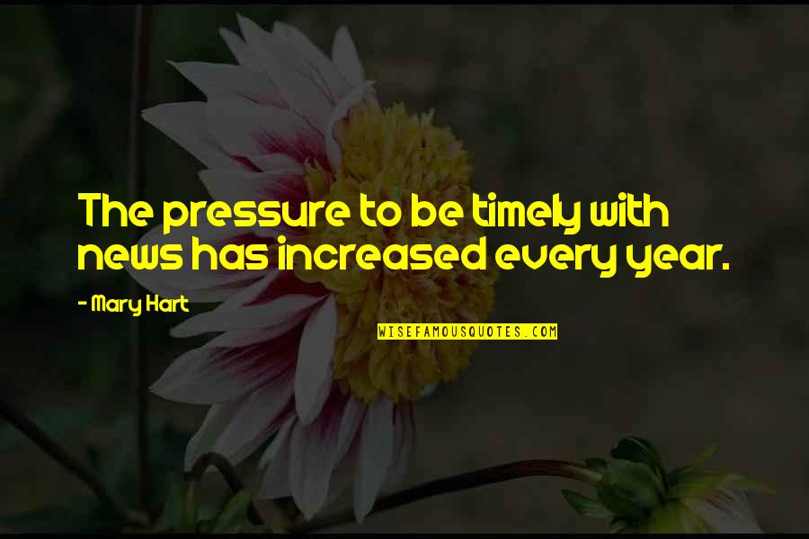 Positive Encouragements Quotes By Mary Hart: The pressure to be timely with news has